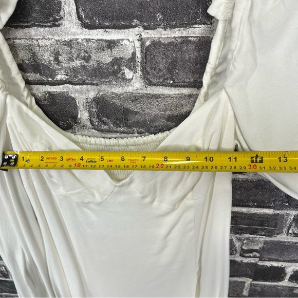 Aritzia Wilfred Novella Dress Mini Puff Sleeve - LIGHT BIRCH BOULEAU PALE - Picture 10 of 11